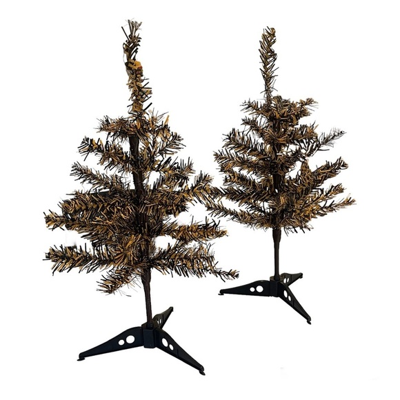 SET OF TWO Mini Halloween Trees Tabletop Black Orange 11 x 11 x 18 inches - Picture 2 of 13